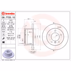 Disque de frein BREMBO 08.7725.10, arrière, à haute teneur en carbone , plein, 1 pièce