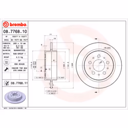 Disque de frein BREMBO 08.7768.10, arrière, plein, 1 pièce
