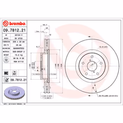 Disque de frein BREMBO 9781221 avant, ventilé, à haute teneur en carbone, 1 pièce