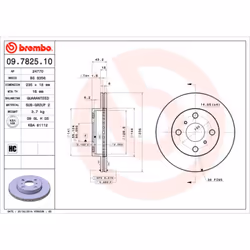 Disque de frein BREMBO 09.7825.10, avant, ventilé , 1 pièce