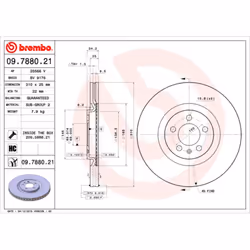 Disque de frein BREMBO 9788021 avant, ventilé, à haute teneur en carbone, 1 pièce