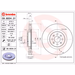 Disque de frein BREMBO 9800431 avant, ventilé, 1 pièce