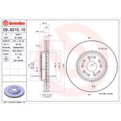 Disque de frein BREMBO 9831510 avant, ventilé, 1 pièce