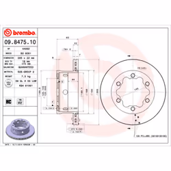 Disque de frein BREMBO 9847510 arrière, ventilé, à haute teneur en carbone, 1 pièce