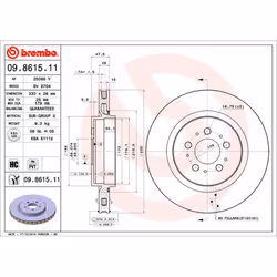 Disque de frein BREMBO 9861511 arrière, ventilé, à haute teneur en carbone, 1 pièce