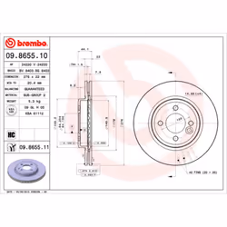 Disque de frein BREMBO 9865510 avant, ventilé, à haute teneur en carbone, 1 pièce