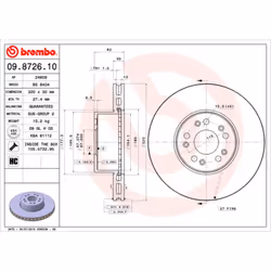 Disque de frein BREMBO 9872610 avant, ventilé, à haute teneur en carbone, 1 pièce