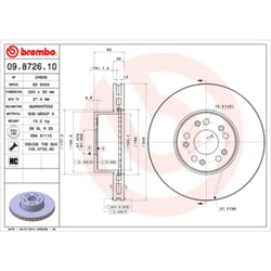 Disque de frein BREMBO 9872610 avant, ventilé, à haute teneur en carbone, 1 pièce
