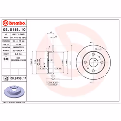 Disque de frein BREMBO 8913810 avant, plein, 1 pièce