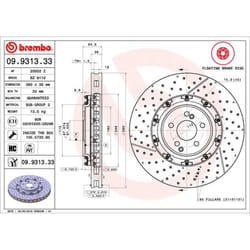Disque de frein BREMBO 9931333 avant, ventilé, rainuré, à haute teneur en carbone, 1 pièce