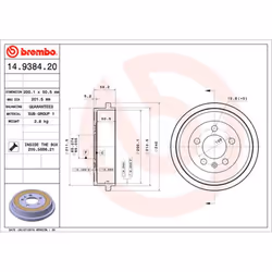 Tambour de frein BREMBO 14.9384.20