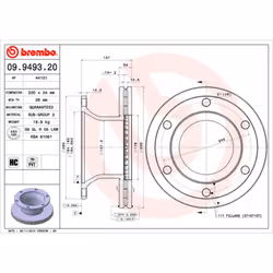 Disque de frein BREMBO 09.9493.20, 1 pièce