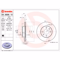 Disque de frein BREMBO 9999810 avant, ventilé, 1 pièce