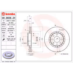 Disque de frein BREMBO 9960824 avant, ventilé, 1 pièce