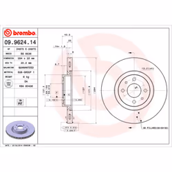 Disque de frein BREMBO 9962414 avant, ventilé, 1 pièce