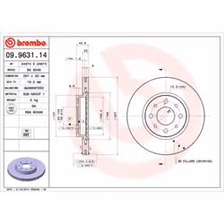 Disque de frein BREMBO 9963114 avant, ventilé, 1 pièce