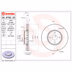 Disque de frein BREMBO 9979020 avant, ventilé, 1 pièce
