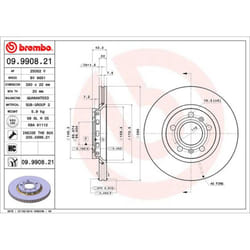 Disque de frein BREMBO 9990821 avant, ventilé, à haute teneur en carbone, 1 pièce