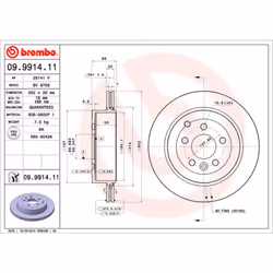 Disque de frein BREMBO 9991411 arrière, ventilé, 1 pièce - Vue supplémentaire 3