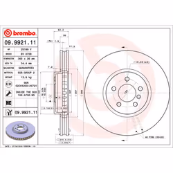 Disque de frein BREMBO 9992111 avant, ventilé, à haute teneur en carbone, 1 pièce