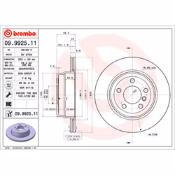 Disque de frein BREMBO 9992511 arrière, ventilé, à haute teneur en carbone, 1 pièce
