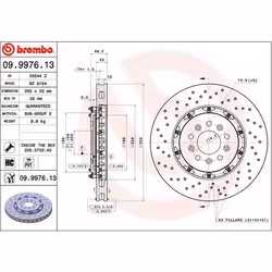 Disque de frein; BREMBO; TWO-PIECE FLOATING DISCS LINE; 355 32 5 perforé/ventilé de l'intérieur, disque de frein à deux pièce ...