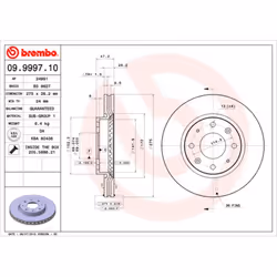 Disque de frein BREMBO 9999710 avant, ventilé, 1 pièce