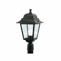Tête de poteau de jardin carrée en aluminium moulé sous pression anticorrosion. Les diffuseurs sont en verre transparent et c ...