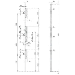 Serrure multipoint 3 points - Generique - Têtière filante - Standard - Mat - Européen - Encastrée