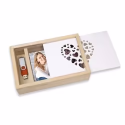 ZEP LOVE BOX USB Boîte de rangement Rectangulaire Bois Blanc, Bois