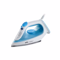 Braun TexStyle 1, Fer à repasser à sec ou à vapeur, Semelle en céramique, 1,9 m, 120 g/min, Bleu, Blanc, 0,22 L