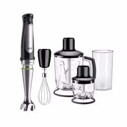 Braun MultiQuick 7 MQ 7045X, Mélangeur par immersion, 1,25 L, Pileur de glace, 1,2 m, 1000 W, Noir, Acier inoxydable