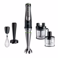 Braun MultiQuick 9 MQ 9195XLI, Mélangeur par immersion, 2 L, Pileur de glace, 1,2 m, 1200 W, Noir, Acier inoxydable