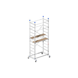 E'chafaudage Zeus en aluminium avec 2 demi-niveaux inclus et 4 roues cm 157x100x360h capacite' 150 kg montage facile a' accouplement