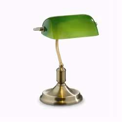 Ideal Lux LAWYER TL1, Laiton, Vert, Verre, Métal, Chambre à coucher, Étude, IP20, E27, 1 ampoule(s)