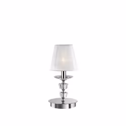 Ideal Lux PEGASO TL1 SMALL, Chrome, Blanc, Tissu, Verre, Métal, Salon, IP20, E14, 1 ampoule(s)