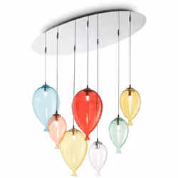 Ideal Lux Clown - Pendentif en grappe de ballon ovale à 7 ampoules multicolores, G9 | Finition: multicolore | Indice de prote ...