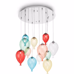 Cadre en métal chromé avec diffuseurs en verre soufflé à la main Ø 60 x H min 49 / max 100 cm G9 max 12 x 28W IP:20