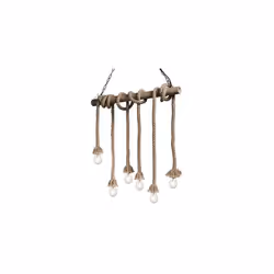 Cadre en métal peint. Câbles électriques et diffuseurs recouverts de corde de chanvre naturelle. L 80 x H min 130 / max 153 x ...