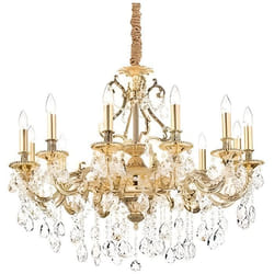 Suspension en cristal - IDEAL LUX - GIOCONDA - 12 ampoules E14 - Métal et Verre - Doré