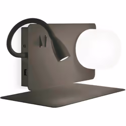 Cadre en métal recouvert de poudre. Diffuseur en verre satiné. Bras en caoutchouc flexible avec LED. Double interrupteur. Pri ...