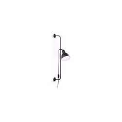 Cadre en métal noir mat. Élément articulé en chrome. Diffuseur réglable. Câble en tissu avec interrupteur et bouchon. L 16 x  ...