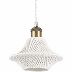 Rosette en métal peint. Câble textile avec porte-lampes en métal brun. Diffuseur en céramique. Ø 210 x H min 430 / max 2180 m ...