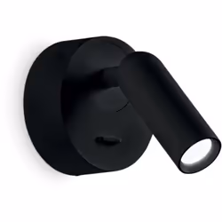 Liseuse décorative LED ronde noire, 3000K 3,5W | Finition : Noir | Matériau : métal, verre | Classement IP : IP20 | Hauteur : ...