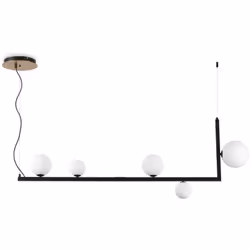 Cadre en métal peint avec disque décoratif en laiton satin. Diffusers en verre d'acide blanc soufflé. Câble Pvc avec interrup ...