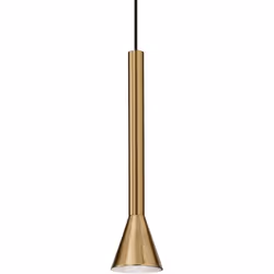 Diffuseur en métal recouvert ou plaqué. Câble en PVC noir. Couleurs : nickel satiné, laiton satiné ou noir Ø 60 x H min 505 / ...
