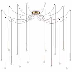 Ideal Lux LUCCIOLA Plafonnier suspendu à 16 ampoules à DEL en laiton, 3000K, non dimmable | Fini : Laiton | Matériau : métal, ...