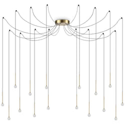 Lucciola Plafonnier suspendu à 16 ampoules à del en laiton, 3000K, non dimmable - Ideal Lux