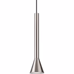 Diffuseur en métal recouvert ou plaqué. Câble en PVC noir. Couleurs : nickel satiné, laiton satiné ou noir Ø 60 x H min 505 / ...