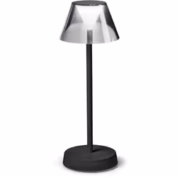 Lampe de table rechargeable avec finition blanc, gris, noir ou café. Base en plastique. Cadre en métal. Diffuser en matière p ...